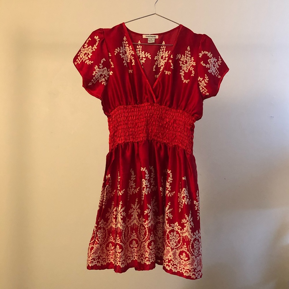 Vintage Satin Ornate Red Babydoll Dress